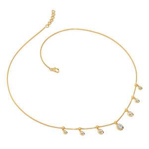Collar de Diamantes con Siete Gotas Circulares, Dijes Colgantes Estilo Bisel y Delicado Diseño de Cadena de Oro - Product Image 2