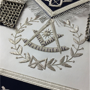 Masonic Grand Master Embroidered Satin Apron With Gold Bullion Adjustable Belt Snack <b>Set</b> Backing & Pocket Best Quality - Product Image 2