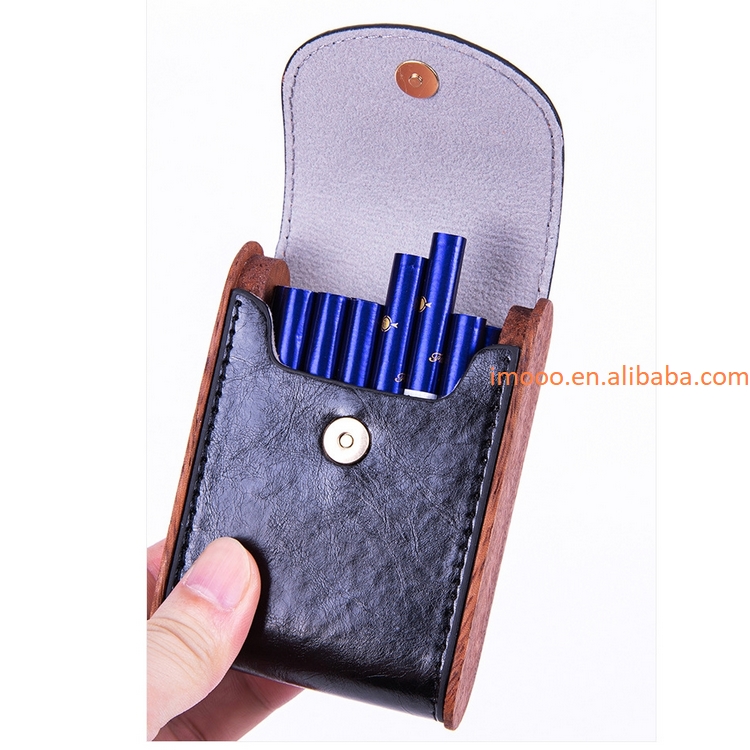Factory Price Solid Wood Vintage Leather Cigarette Case