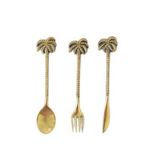 Cuchara de latón para cuchara de cena Mango de diseño moderno Cubiertos al por mayor Cubiertos para uso en el hogar y la fiesta real para mango largo de 3 piezas - Product Image 1