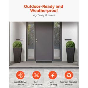 <b>Set</b> of 2 Tall Outdoor Planters 22-Inch <b>Large</b> <b>Square</b> Tapered Black Indoor & Outdoor Planters for Porch for Flower Plant Displays - Product Image 1