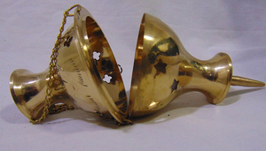 Supports de brûleurs d'encens en charbon de bois de taille moyenne, plaqués or, en métal poli, style antique, pour la vente en gros, objets d'art et de collection, à suspendre - Product Image 6