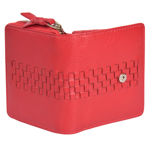 Women Short <b>Wallet</b> Leather Zipper Coin Pocket Card Holder Woven Design Compact Bifold Purse <b>Ladies</b> Cash Organizer Bag - Product Image 1