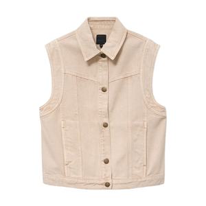 Chaleco sin mangas de mezclilla tejida vintage para mujer, con botones frontales, ecológico, cortavientos, informal, de alta calidad - Product Image 6