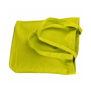 Sac en coton respirant de style simple avec longues poignées en corde, couleur jaune unie, rayé, sac à main réutilisable - Product Image 3