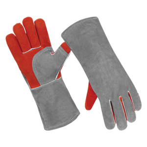 High Quality Blue Cow Split Leather Flame Retardant Welding Gloves <b>Fire</b> Proof Industrial Safety with Thumb Palm Protection - Product Image 3