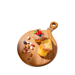 Tabla de Pizza de Madera de Acacia Natural Ecológica al por Mayor de Fábrica con Asa, Tabla Redonda de Madera para Cortar y Servir para Uso en Cocina - Product Image 1