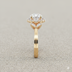 Bague de fiançailles Stonewels Glamour Halo de style vintage avec diamant serti à griffes pour or certifié - Product Image 5