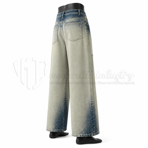 Pantalones Vaqueros Anchos de Mezclilla Azul Lavado para Hombre, Estilo Urbano, con Bolsillos Utilitarios, de Tela Gruesa y Ecológica, Venta al por Mayor - Product Image 5