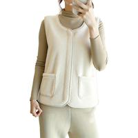 Rompi Wanita Ringan Hangat 100% Poliester Fleece V-Neck Ritsleting Tanpa Lengan untuk Musim Transisi