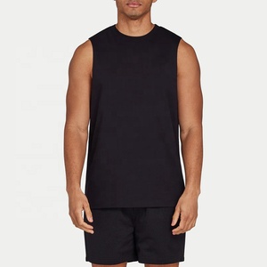 Men Vintage <b>Staple</b> Tank Top 100% Cotton Oversized Boxy Fit Dropped Custom Puff Printing Knitted Breathable Gym Use for Men Wear - Product Image 3