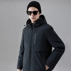 Mego Industry <b>Men's</b> <b>Long</b> Puffer Jacket <b>Black</b> Winter Thick Warm Zipper <b>Coat</b> 100% Polyester Casual - Product Image 2