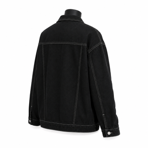 Chaqueta Vaquera Negra Personalizada para Hombre, Chaqueta Vaquera de Algodón Extra Grande, Fabricante Mayorista OEM ODM - Product Image 5