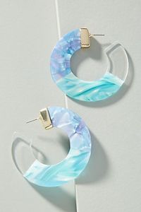 ต่างหูเรซิ่นคลาสสิกสำหรับผู้หญิง H a CRAFT - อะคริลิกใสสีน้ำเงินและเรซิ่นอีพ็อกซี่ รูปทรงสั่งทำได้ สำหรับงานปาร์ตี้ - Product Image 6