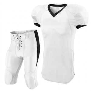 Ensemble de maillot de football américain blanc pour homme, col en V, manches courtes, maille respirante, coupe athlétique, adulte, toutes saisons - Product Image 1