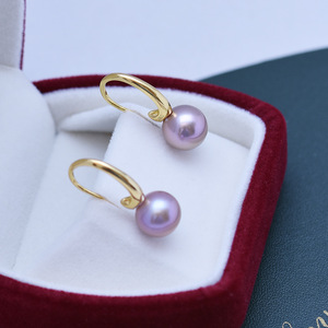 Boucles d'oreilles en argent S925 rondes blanches de 9-10 mm de Zhuji Danshui, perles à forte luminosité, défauts mineurs, vente en gros - Product Image 3