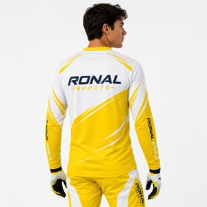 Maillot de motocross RONAL SPORTS à manches longues jaune et blanc, sublimation, séchage rapide, unisexe, adulte, vêtements de course moto, maillot de motocross à séchage rapide - Product Image 4