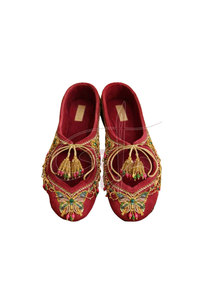 Pakistan Manufactured New Design Women <b>Khussa</b>-Fashion Trend Printed Anti-Slippery Custom Made Raw Silk Upper Velvet Lining - Product Image 2