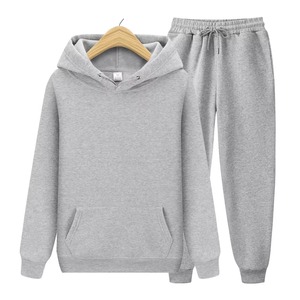 <b>Pink</b> Hooded <b>Sweatshirt</b> Set Solid Color Cotton Fleece Casual Autumn Wear Breathable Knitted Joggers Unisex Regular Fit - Product Image 5