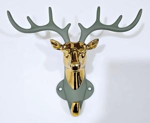 Gancho decorativo de pared con cabeza de animal, autoadhesivo, cuernos de ciervo, soporte para llaves, colgador de joyas, perchero para bolsos y abrigos para entrada/puerta. - Product Image 1