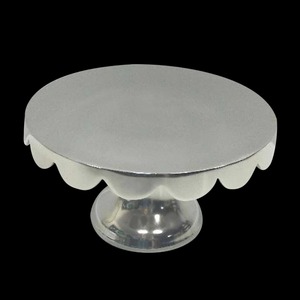 Round Stainless Steel <b>Cake</b> <b>Stand</b> With Beaded Edge And Decorative Base For Elegant Display - Product Image 2