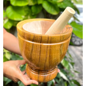 เครื่องบดกระเทียมไม้ดีไซน์สวย ชุดครกและสากสำหรับบดสมุนไพรและเครื่องเทศ - Product Image 5
