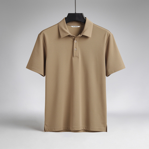 Polo décontracté d'été pour homme, coupe classique, beige doré, 250 GSM, élégant et polyvalent, commande en gros avec étiquette personnalisée - Product Image 1