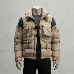<b>Men</b> Multi Pocket Padded <b>Jacket</b> <b>Utility</b> Vest Style Detachable Sleeves Warm Winter Outdoor Casual <b>Jacket</b> OEM ODM - Product Image 1
