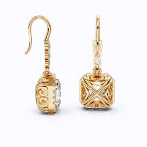 Pendientes Colgantes con Diamantes Cultivados en Laboratorio con Corte Asscher y Halo, 2.31 CTW, Certificados por IGI, Oro de 14K con Baño de Rodio, Regalo de Boda de Lujo - Product Image 6