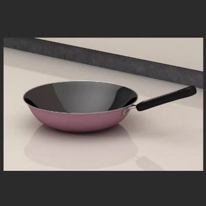 Ceramic Non-Stick <b>Wok</b> Set Black With Plastic Handle Modern Design For Gas And <b>Induction</b> Cookers - Product Image 3