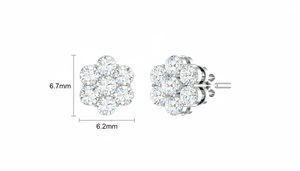 Boucles d'oreilles classiques en argent sterling 925 plaqué or 14 carats avec breloque couronne en moissanite et 14 diamants taille brillant - Product Image 2