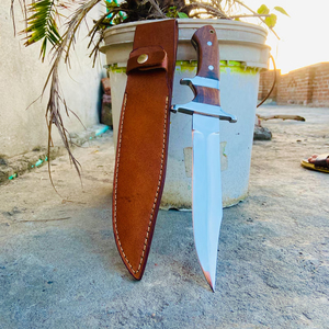 MORTAL SAGA Hand Forged Customized High Quality Bowie Hunting Knife Leather Sheath Full Tang Stainless Steel Blade Serrated Edge - Product Image 2