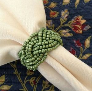 Decorative Beaded Embroidery Napkin <b>Ring</b> with <b>Unique</b> Handmade Pattern for Luxury Dining Table Settings - Product Image 3