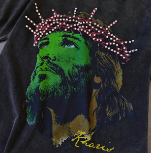 Fabricante de Ropa, Camiseta Personalizada 100% Algodón, Estilo Vintage, Lavado Ácido, con Diseño Gráfico de Pedrería, Impresión DTG de Alta Calidad - Product Image 3