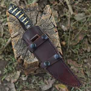 Couteaux à lame fixe forgés à haute dureté, tranchants, à lame pleine, pour la survie, le camping, la randonnée, la chasse au bœuf, avec étui en cuir - Product Image 5