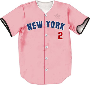 Camiseta de Béisbol de Nueva York para Hombre, Manga Corta, a Rayas, de Poliéster, Absorbente de Humedad, con Botones al Frente, Corte Regular, Uniforme de Equipo - Product Image 2
