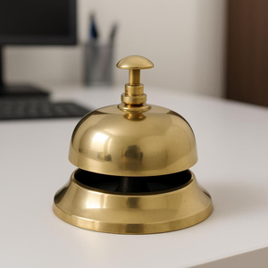 <b>Brass</b> Reception <b>Bell</b> Sleek Dome Press Button Counter <b>Bell</b> Elegant Tabletop Service <b>Bell</b> for Hotel Restaurant Office and Home - Product Image 1