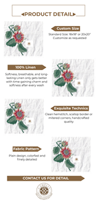 Serviette en lin avec broderie de chrysanthèmes, les surpiqûres détaillées ajoutent une beauté orientale raffinée aux arrangements de table. - Product Image 2