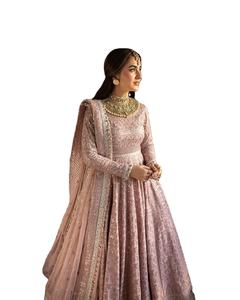 Indien pakistanais dernière mousseline de soie brodée Salwar Kameez avec maçonnerie lourde Collection de mariage de luxe vente chaude robe 0410 - Product Image 1