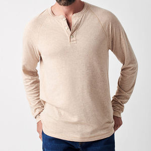 <b>mens</b> pink heather melange short sleeve <b>henley</b> tshirt button placket neck tee <b>top</b> - Product Image 3