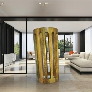 Lámpara Cilíndrica Rústica de Madera, Hecha a Mano, de Madera Natural Sólida, con Bombilla LED, Decorativa para Sala de Estar, Dormitorio, Decoración de Bodas - Product Image 2