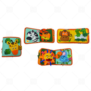 Livre sensoriel interactif en feutre sur le thème des animaux de la jungle et du safari - Product Image 1