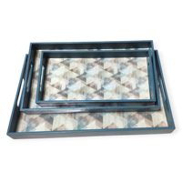 Ensemble de plateaux décoratifs Ramadan à bas prix – Lot de 3 plateaux de service imprimés en MDF motif tapis persan pour la décoration de table de l'Aïd Iftar (vente en gros)