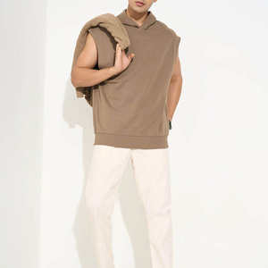 Novedad 2026: Camisetas sin mangas con capucha para hombre, anti-bolitas, para gimnasio y culturismo, color marrón liso - Product Image 5