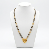 Divyoro Gold Plated Beaded Prayer Necklace with Religious Pendant Classic Hindu Wedding Jewelry for Women
