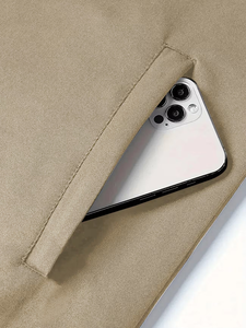 Unisex Beige Bomber Jacket Track Zipper Closure Stand Collar Casual Winter Wear Regular Fit Solid Color Waterproof Front - Product Image 5