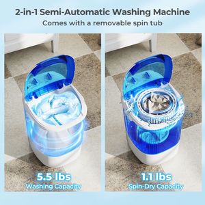 Mini lavatrice semiautomatica portatile da 2.5 kg con vasca centrifuga e tubo di scarico - Product Image 6