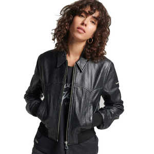 Chaqueta Acolchada de Piel de Oveja para Mujer, Estilo Motociclista, Transpirable, con Estampado, Tejida, Personalizable OEM, de Moda y en Oferta - Product Image 3