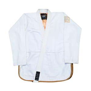 Kimono Blanco de Jiu Jitsu, Uniformes de BJJ con Logotipo Frontal, Ropa de Artes Marciales que Incluye Gi y Mangas Bordadas - Product Image 2