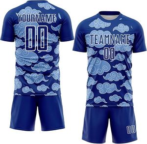 Custom Blue <b>Cloud</b> Pattern Soccer Jersey Set Men Short Sleeve Moisture Wicking Athletic Fit All Season Team Kit - Product Image 1